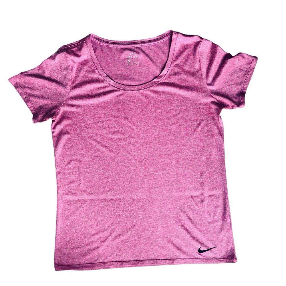 Nike Dri-Fit Womens Pink Gym Shirt Medium Swoosh Logo Activewear Workout Running - Picture 5 of 12